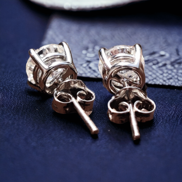 Round Crushed Ice Cut Moissanite Stud Earrings - Elegant Push Back Earrings for Daily Wear - Perfect Gift for Her - Image 7