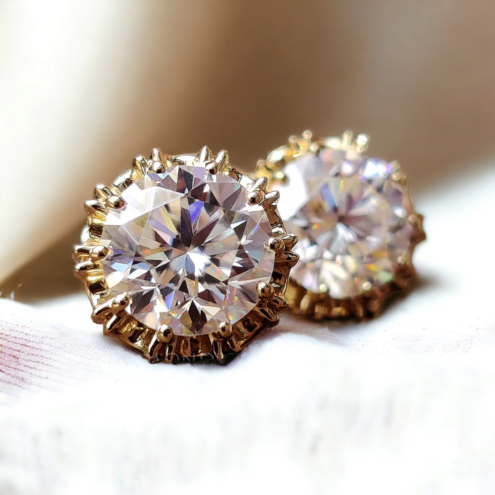 Round Brilliant Cut Lab grown Diamond Stud Earrings - Elegant Screw Back Earrings for Daily Wear - Perfect Gift for Her - Image 2