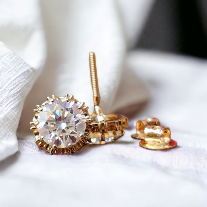 Round Brilliant Cut Lab grown Diamond Stud Earrings - Elegant Screw Back Earrings for Daily Wear - Perfect Gift for Her - Image 3
