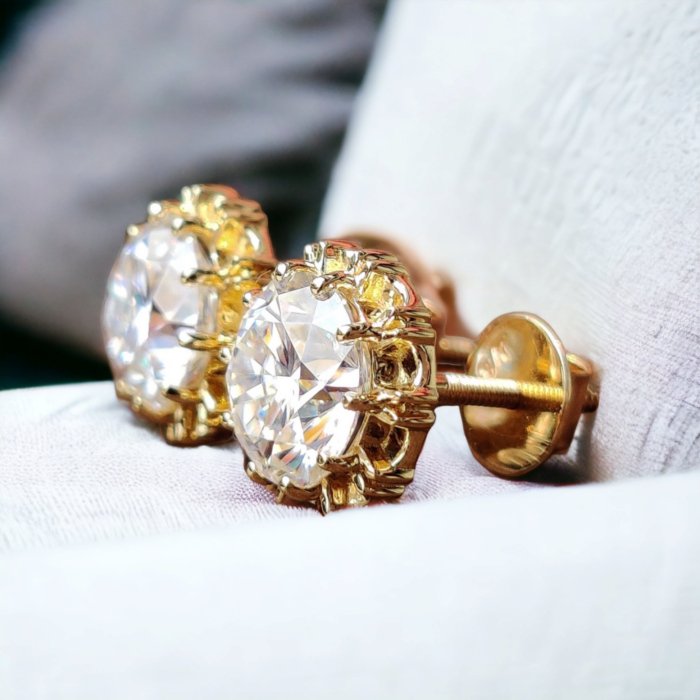 Round Brilliant Cut Lab grown Diamond Stud Earrings - Elegant Screw Back Earrings for Daily Wear - Perfect Gift for Her - Image 6