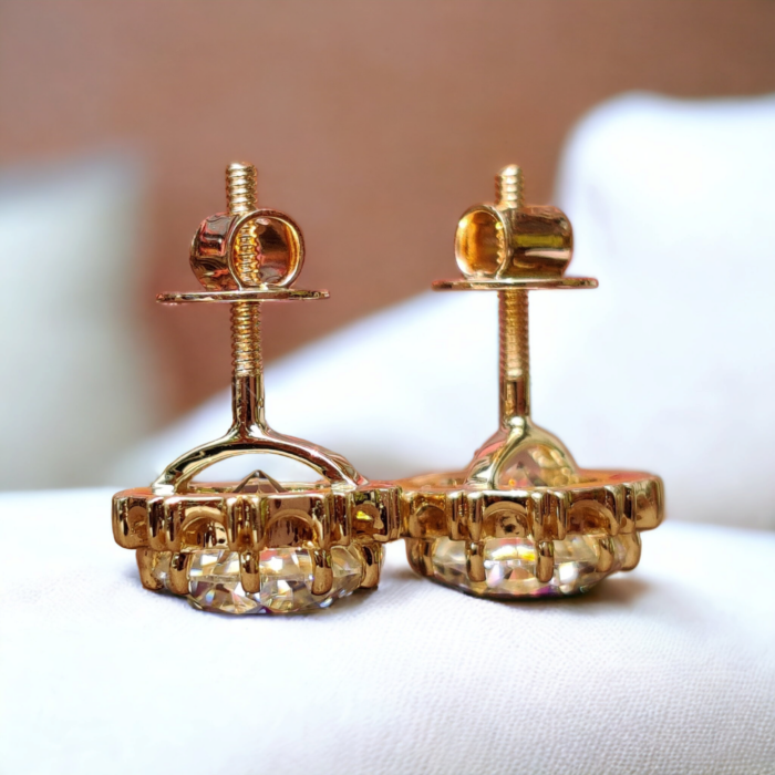 Round Brilliant Cut Lab grown Diamond Stud Earrings - Elegant Screw Back Earrings for Daily Wear - Perfect Gift for Her - Image 4