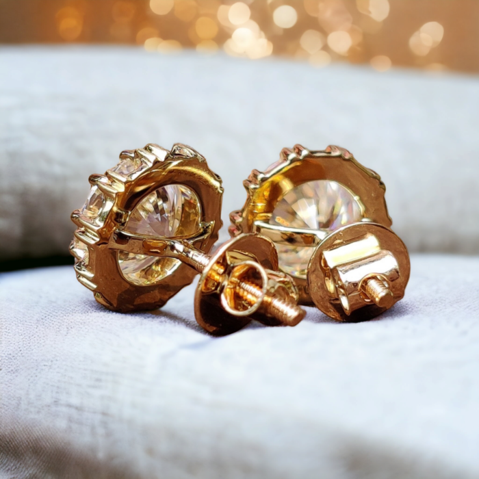 Round Brilliant Cut Lab grown Diamond Stud Earrings - Elegant Screw Back Earrings for Daily Wear - Perfect Gift for Her - Image 5