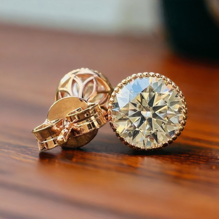 Sparkling Moissanite Diamond Earrings, Round Cut Push Back, Elegant Bridal Jewelry, Perfect Anniversary Gift, Gifts for women - Image 2