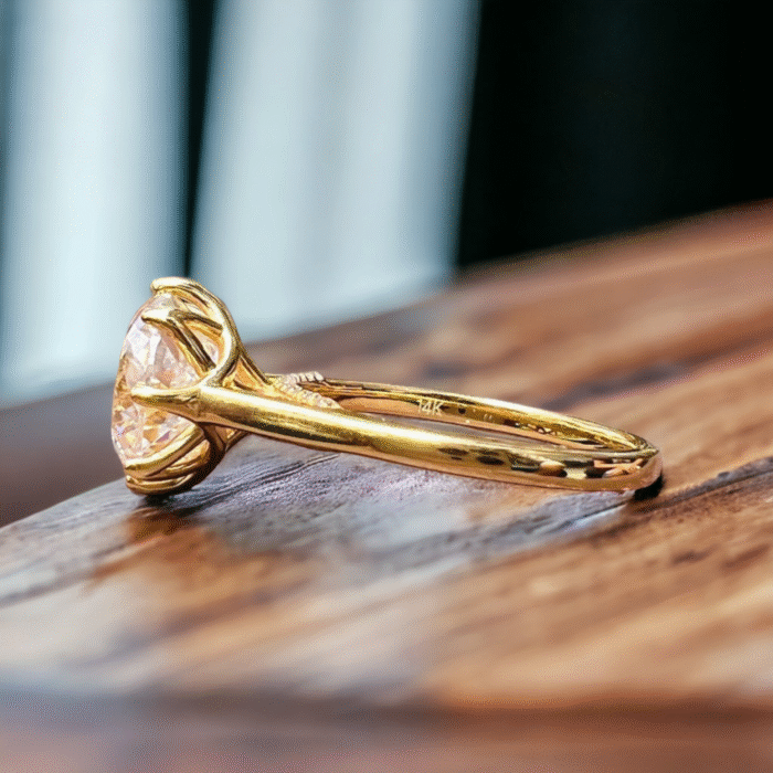 Portuguese Cut Moissanite Diamond Ring, Elegant Cathedral Setting, Perfect Engagement Proposal, Memorable Anniversary Gift - Image 3