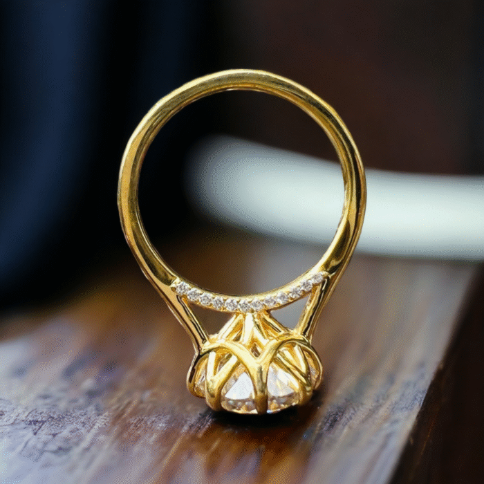 Portuguese Cut Moissanite Diamond Ring, Elegant Cathedral Setting, Perfect Engagement Proposal, Memorable Anniversary Gift - Image 5