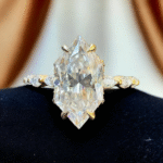 Dutch Marquise Moissanite Diamond Ring | Hidden Halo Design