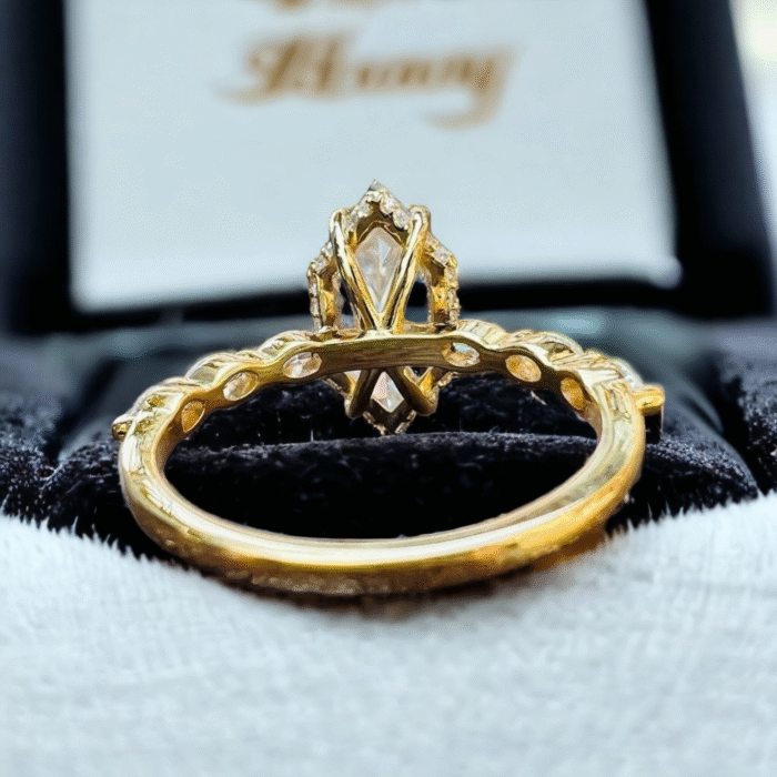 Dutch Marquise Moissanite Diamond Ring | Hidden Halo Design - Image 4