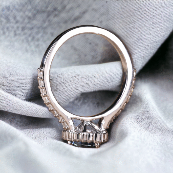 Pear Moissanite Blue Diamond Engagement Ring, Design for Women, Anniversary Wedding Ring - Image 3