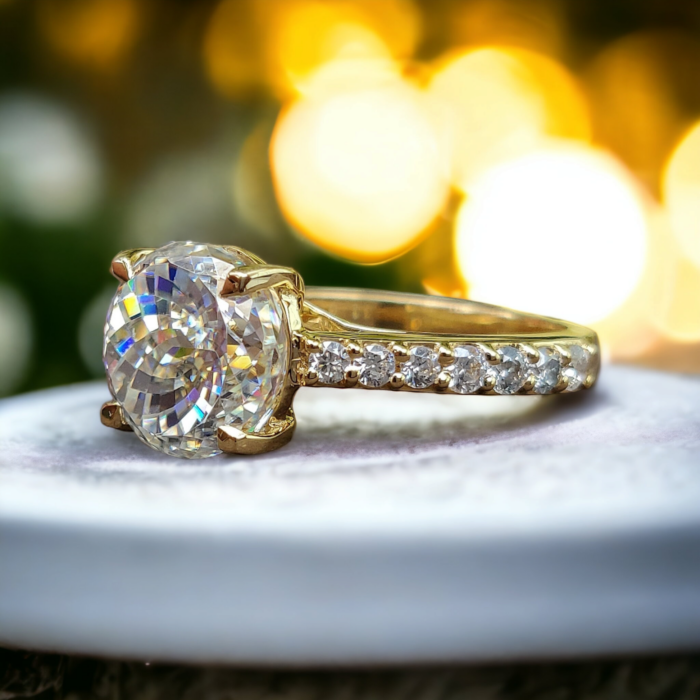 Portuguese Cut Unique Moissanite Engagement Ring, Antique Wedding Ring, Romantic Gift for Her - Image 4