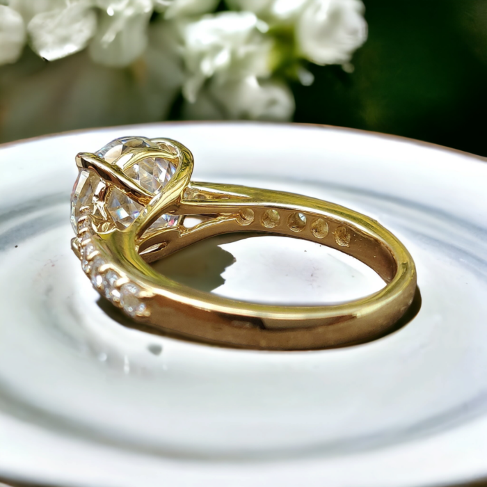 Portuguese Cut Unique Moissanite Engagement Ring, Antique Wedding Ring, Romantic Gift for Her - Image 3