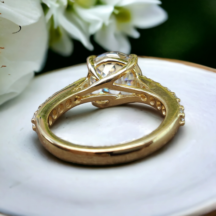 Portuguese Cut Unique Moissanite Engagement Ring, Antique Wedding Ring, Romantic Gift for Her - Image 2