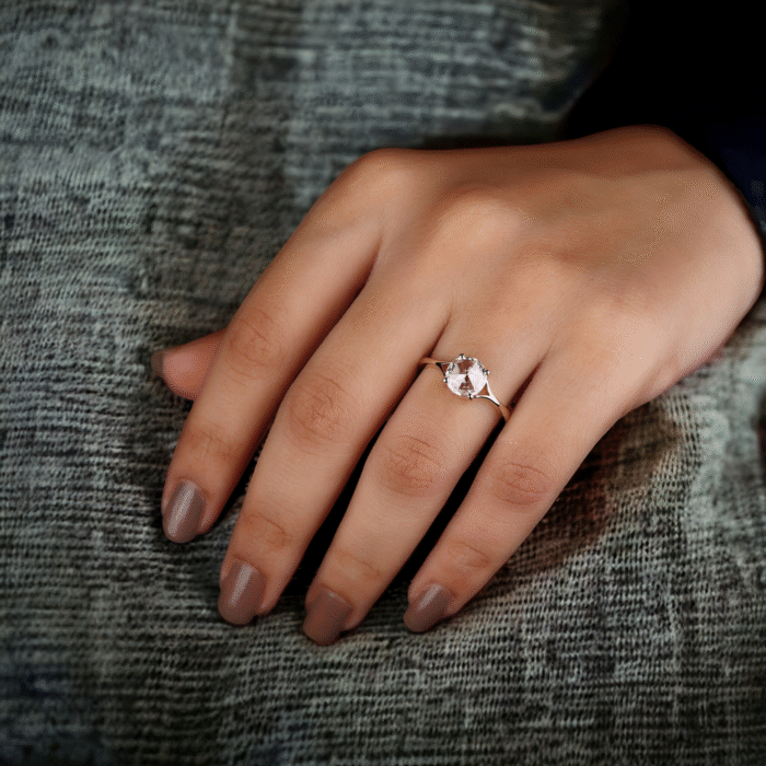 Round Rose Cut Diamond Solitaire Engagement Ring, Wedding Ring - Image 5