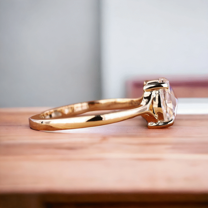 Round Rose Cut Diamond Solitaire Engagement Ring, Wedding Ring - Image 2