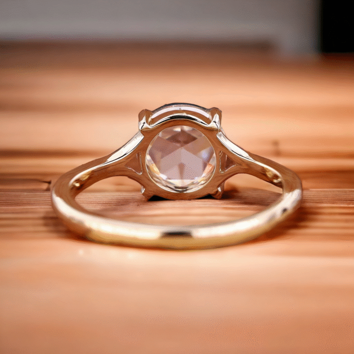 Round Rose Cut Diamond Solitaire Engagement Ring, Wedding Ring - Image 3