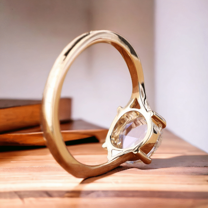 Round Rose Cut Diamond Solitaire Engagement Ring, Wedding Ring - Image 4