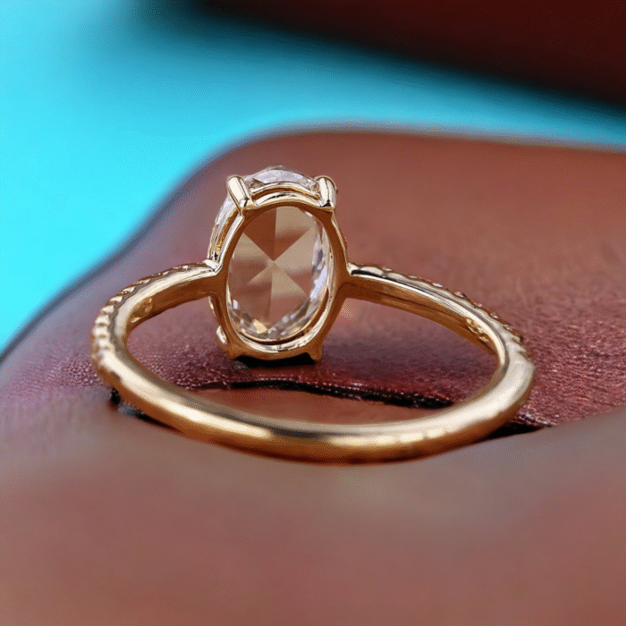 Flat Oval Rose Cut Moissanite Diamond Engagement Ring, Gifts for women - Image 3