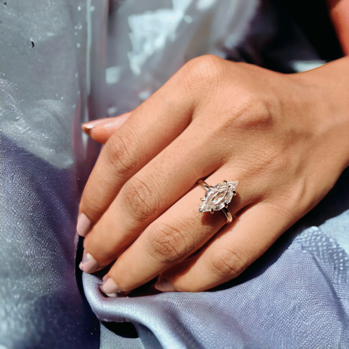 Vintage 3.72 CT Solitaire Portrait cut Moissanite Engagement Ring - Step Cut, Six Prong Design, Unique Women's Gift Ring - Image 2