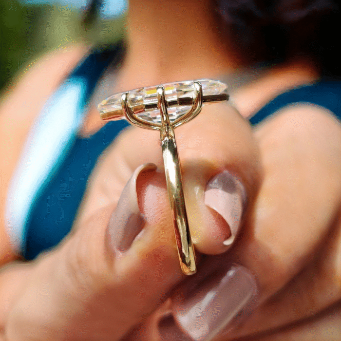 Vintage 3.72 CT Solitaire Portrait cut Moissanite Engagement Ring - Step Cut, Six Prong Design, Unique Women's Gift Ring - Image 3