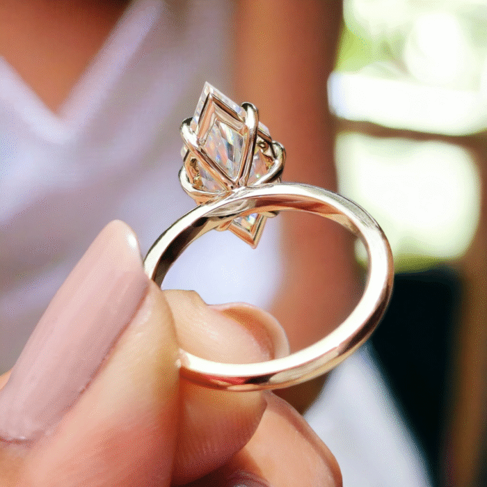 Vintage 3.72 CT Solitaire Portrait cut Moissanite Engagement Ring - Step Cut, Six Prong Design, Unique Women's Gift Ring - Image 4