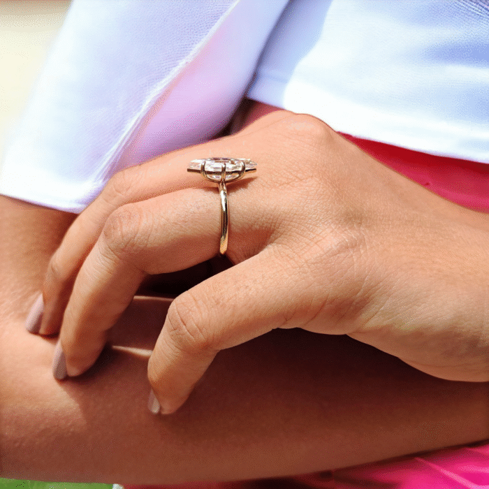 Vintage 3.72 CT Solitaire Portrait cut Moissanite Engagement Ring - Step Cut, Six Prong Design, Unique Women's Gift Ring - Image 5