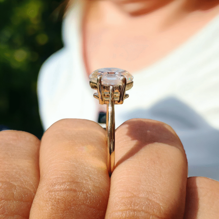 Elegant 2.60 CT Hexagon Moissanite Ring - Antique Step Cut, Claw Prongs Engagement Ring for Women, Anniversary Gift - Image 3