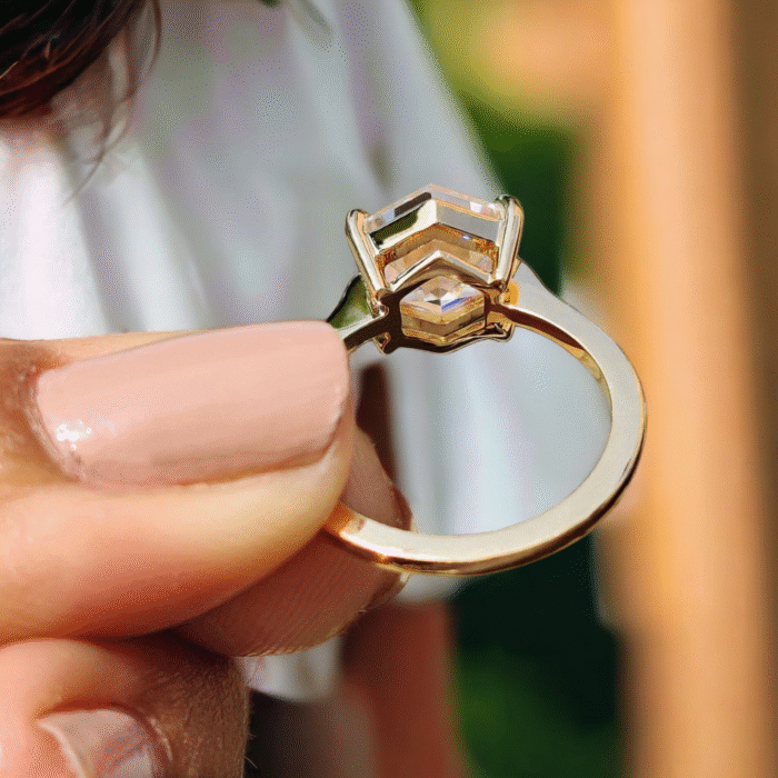 Elegant 2.60 CT Hexagon Moissanite Ring - Antique Step Cut, Claw Prongs Engagement Ring for Women, Anniversary Gift - Image 4