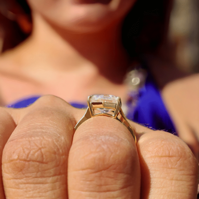 Elegant 2.60 CT Hexagon Moissanite Ring - Antique Step Cut, Claw Prongs Engagement Ring for Women, Anniversary Gift - Image 6