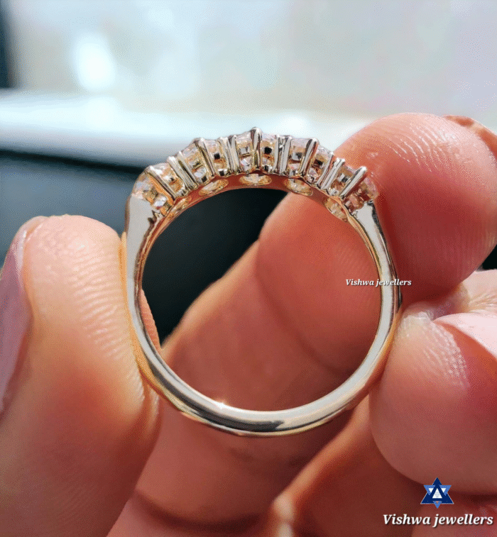 Vintage European Cut Moissanite Five Stone Wedding Ring Band - Image 6