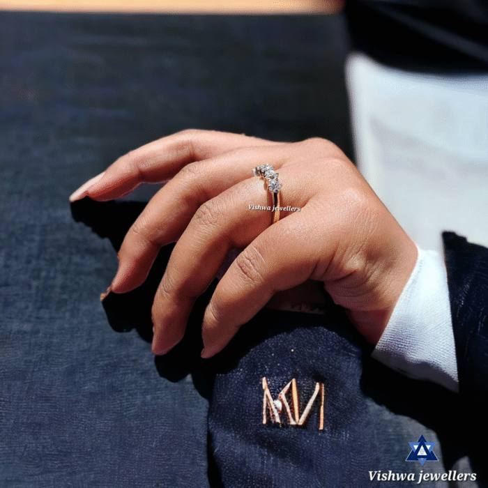 Vintage European Cut Moissanite Five Stone Wedding Ring Band - Image 2