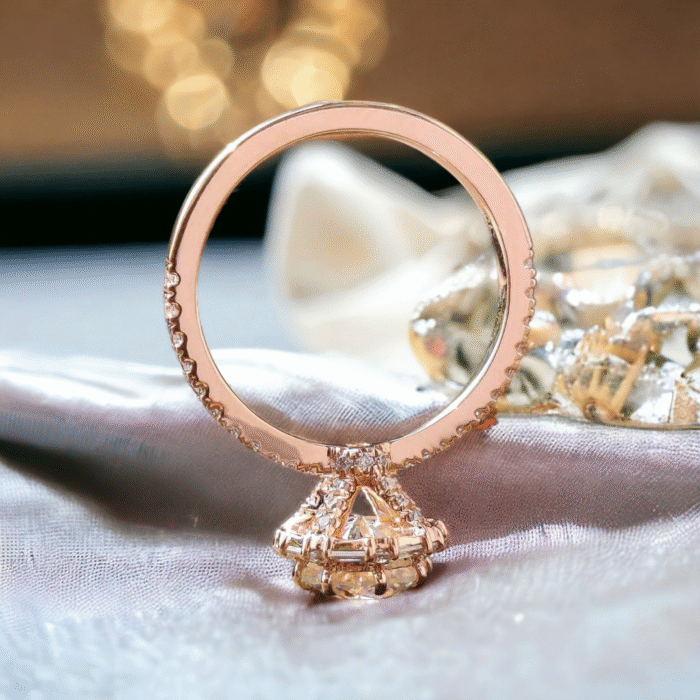 Dazzling Round Cut Moissanite Diamond Pave Halo Wrap Engagement Ring, Design for Women, Anniversary Wedding Ring - Image 3