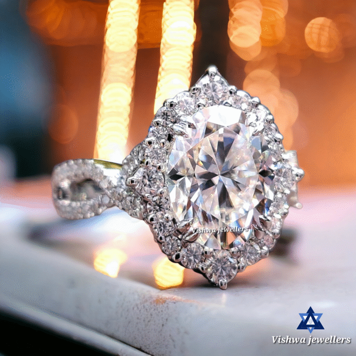 Oval Engagement Ring, Crushed Ice Oval Cut Moissanite Ring, Gifts for Women - Image 3