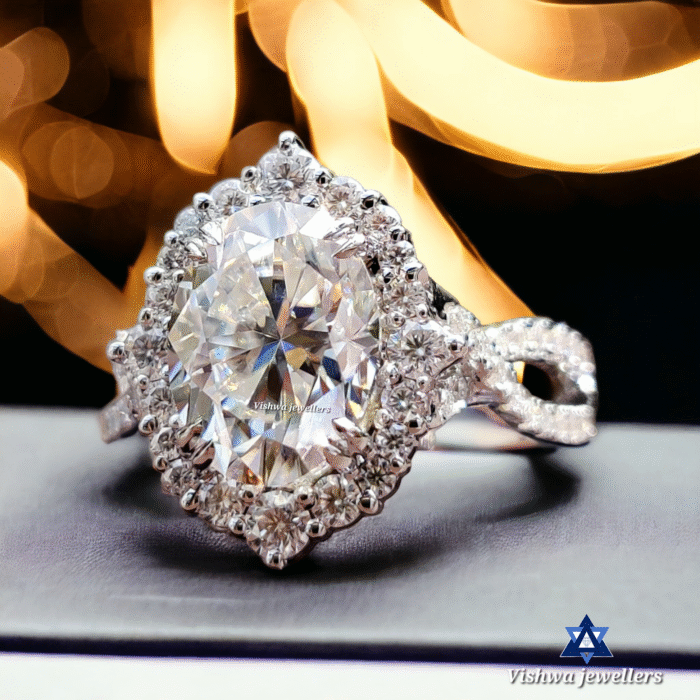 Oval Engagement Ring, Crushed Ice Oval Cut Moissanite Ring, Gifts for Women - Image 2