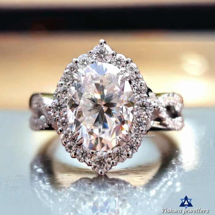 Oval Engagement Ring, Crushed Ice Oval Cut Moissanite Ring, Gifts for Women - Image 5