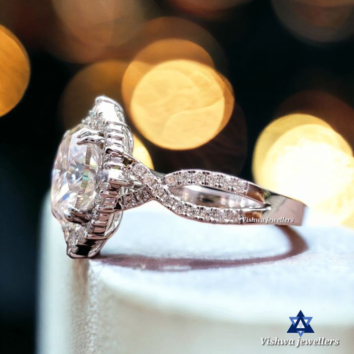 Oval Engagement Ring, Crushed Ice Oval Cut Moissanite Ring, Gifts for Women - Image 6