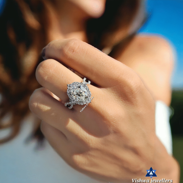 Oval Engagement Ring, Crushed Ice Oval Cut Moissanite Ring, Gifts for Women - Image 8