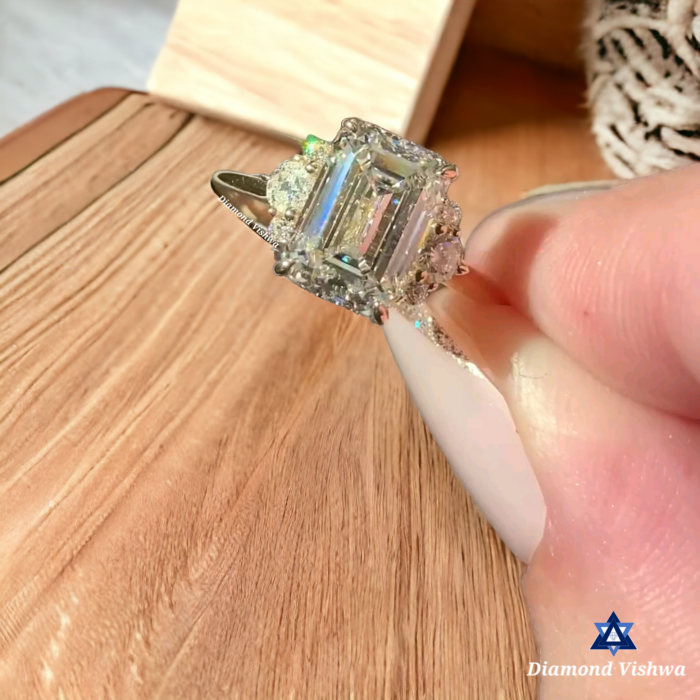 Emerald Cut Moissanite Engagement Ring | 18K Gold | Diamond Vishwa - Image 3