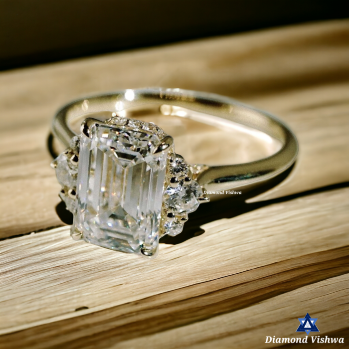 Emerald Cut Moissanite Engagement Ring | 18K Gold | Diamond Vishwa - Image 4