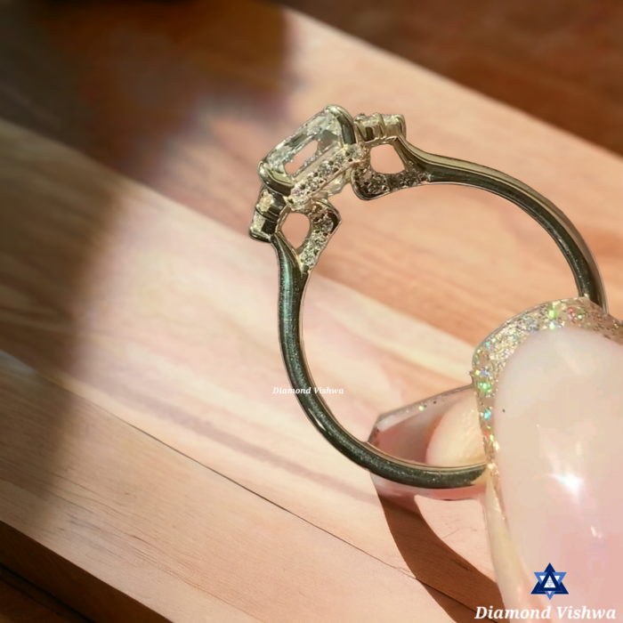 Emerald Cut Moissanite Engagement Ring | 18K Gold | Diamond Vishwa - Image 5