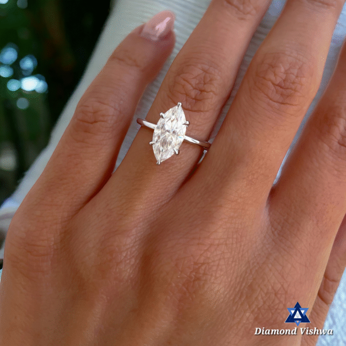 2.5Ct Marquise Cut Hidden Halo Moissanite Engagement Ring | Special Hidden Halo Engagement Ring | ring for her | Wedding Ring | 18k Solid Gold - Image 8