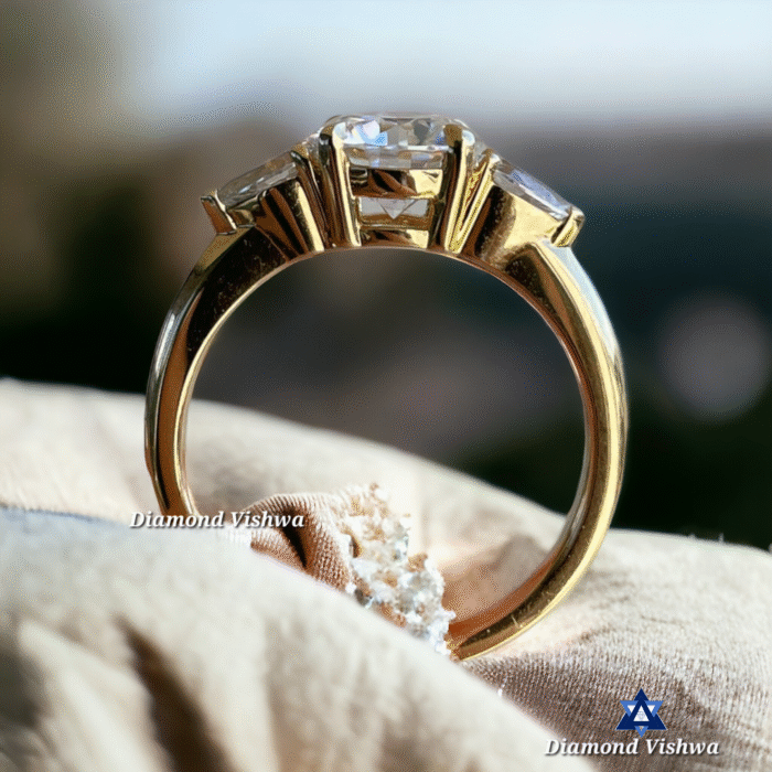 2 CT Round cut Trilogy Engagement Ring | Wedding Ring for Her| Gift for her| 14k Solid Yellow gold - Image 6