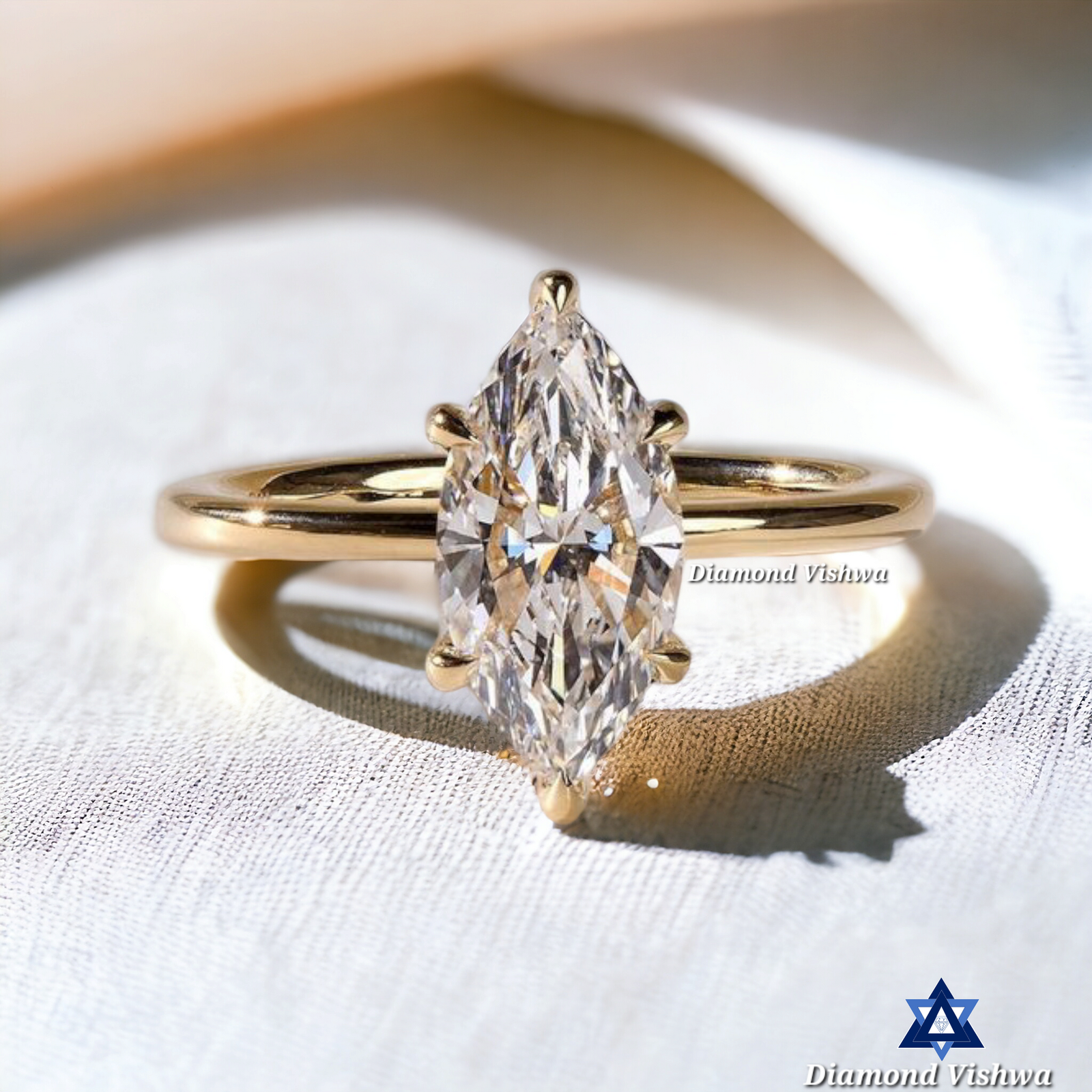 Photoroom-20240229_000018 2.5Ct Marquise Cut Hidden Halo Moissanite Engagement Ring | Special Hidden Halo Engagement Ring | ring for her | Wedding Ring | 18k Solid Gold - Image 1