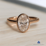 2.5Ct Oval Cut Moissanite Solitaire Engagement Ring Antique Bezel Setting in 14k Yellow Gold