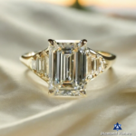 Luxurious Emerald cut Moissanite Diamond Ring, Side Stone Baguette, Romantic Proposal or Birthday Gift, Wedding gifts, Gifts for her