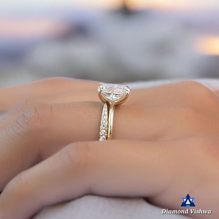 Elongated Cushion Cut Moissanite Low Profile Solitaire Engagement Ring - Image 3