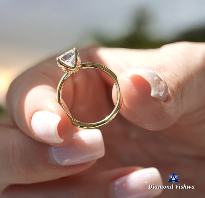 Elongated Cushion Cut Moissanite Low Profile Solitaire Engagement Ring - Image 4