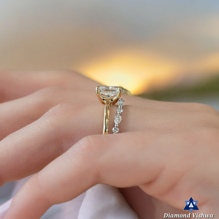 Elongated Cushion Cut Moissanite Low Profile Solitaire Engagement Ring - Image 6