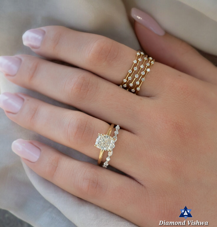 Elongated Cushion Cut Moissanite Low Profile Solitaire Engagement Ring - Image 8