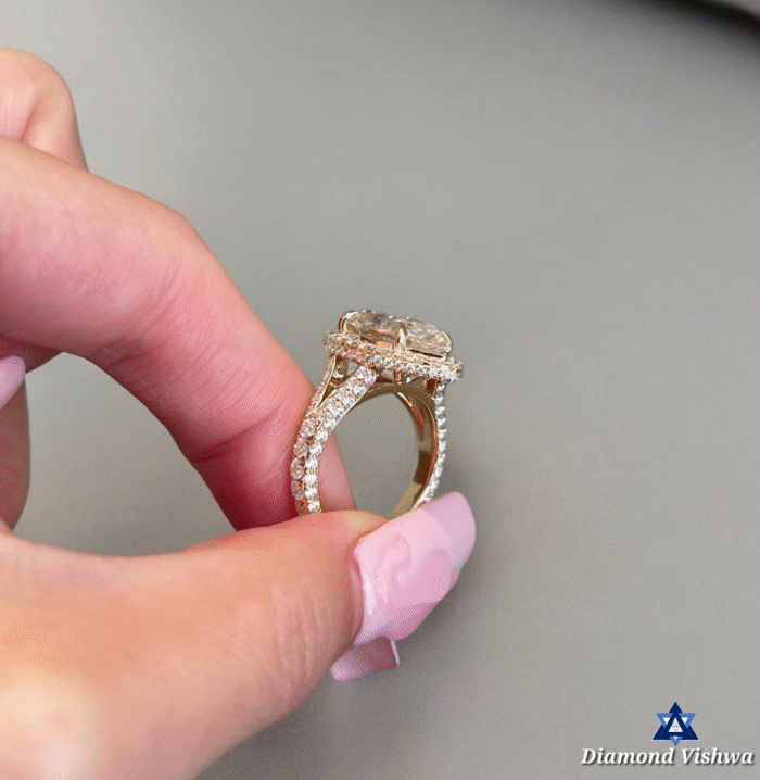 5 CT Marquise Moissanite Halo Ring, Triple Pave Band Cathedral Style, Elegant Bridal Jewelry, Perfect Engagement Gift - Image 2