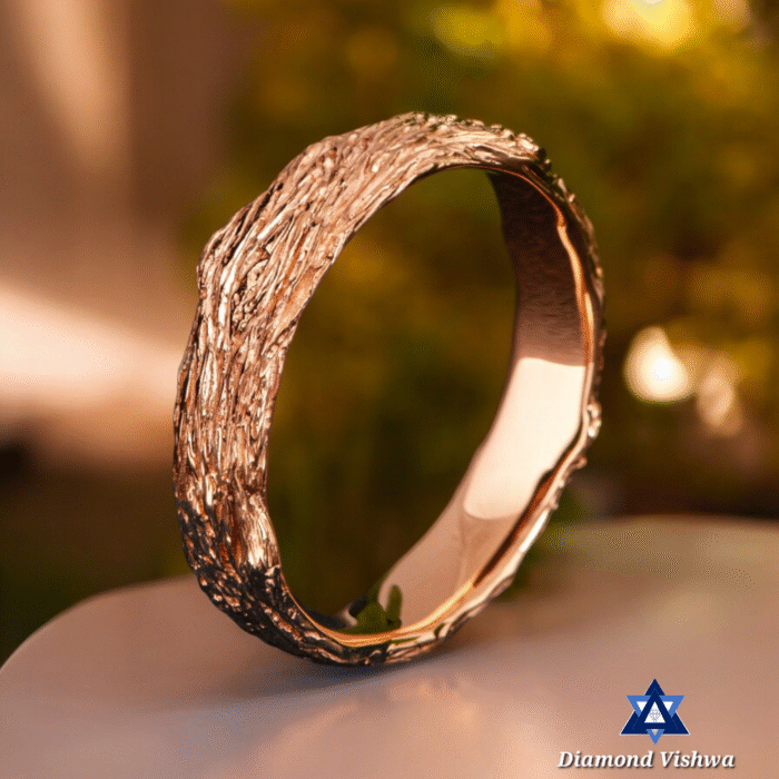 Solid Gold Men's Twig Cigar Wedding Band Ring - Image 2