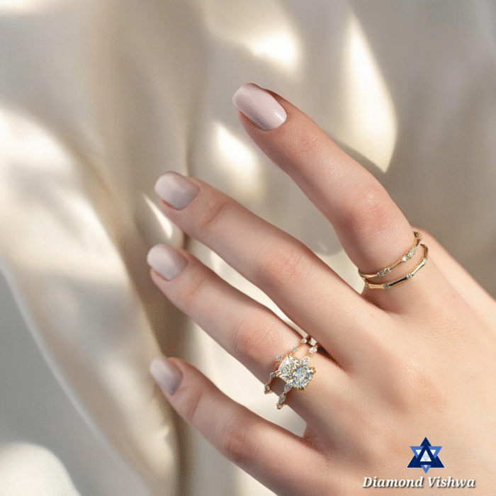 Chevron Patterned Diamond Wedding Band Ring, Brilliant Cut Diamonds, Stackable Bridal Jewelry - Image 4